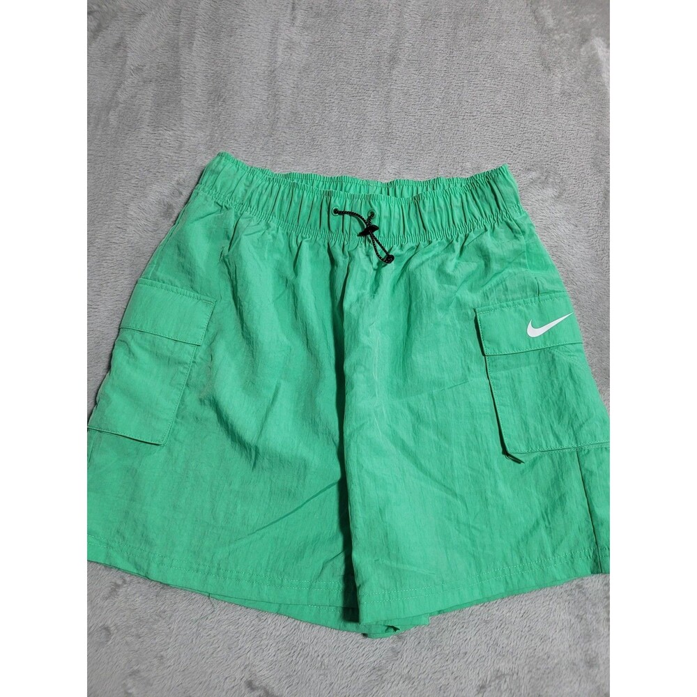 Nike Swim Shorts Mens Small Green Nylon Cargo Elastic Waist Drawstring Pockets